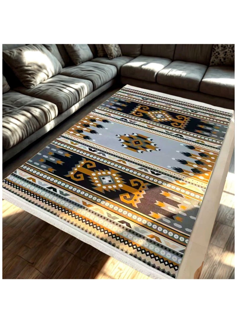 SMART HOME Large padded floor mat with a soft velvet surface and non-slip backing - Living room rug - Majlis rug - Lounge rug - Luxurious decorative rug - Elegant rug with modern patterns for living rooms and majlis - Size 400x300cm - Suitable for everyday use and entertaining - Image 3
